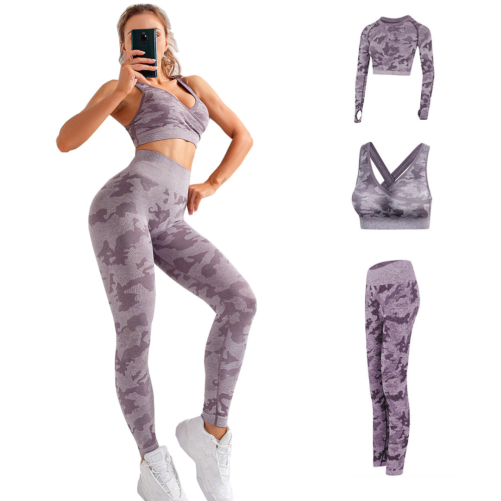 Warrior Camo Sports Bra Purple - Classic Logo