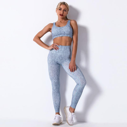 Gymshark Women's Blue Fleur Texture Leggings Size Medium UK New